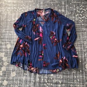 Free People Blue Floral Blouse